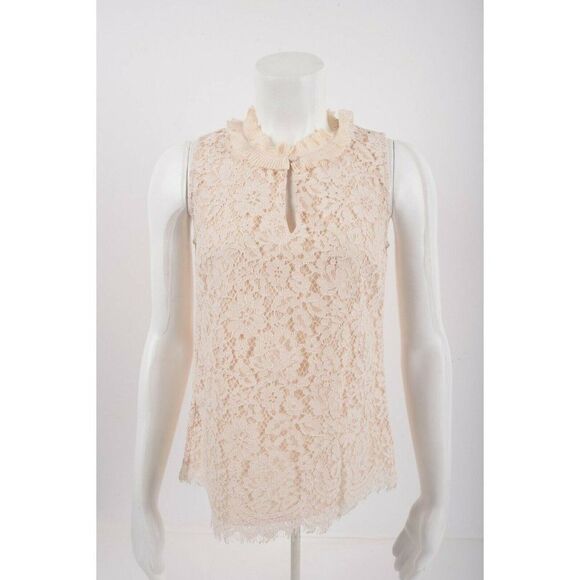 J. Crew Womans Top Shirt Blouse Ruffle Lace Size XS Ivory Ecru Off White - Picture 1 of 6